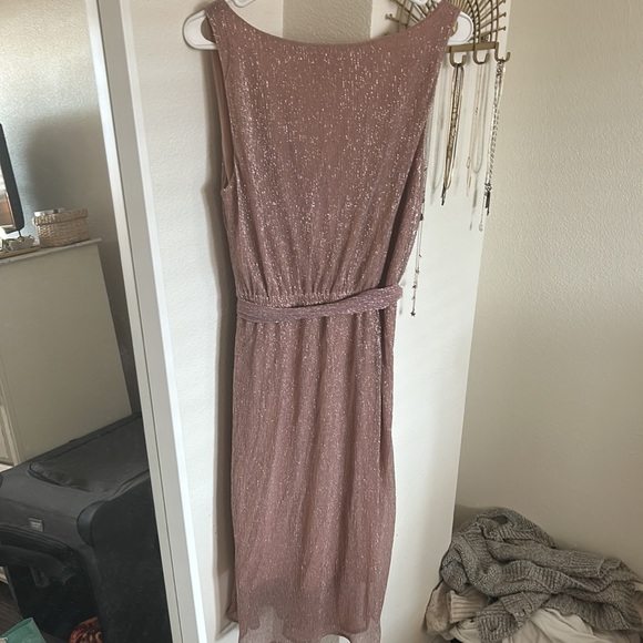 BB Dakota Love To Love You Pink Metallic Midi Cocktail Dress - Picture 7 of 13